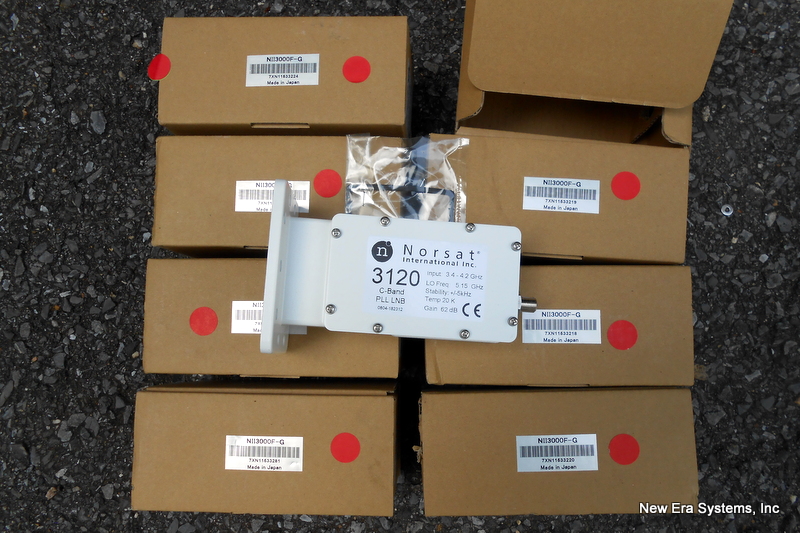 Photograph of boxes of Norsat 3120 LNBs